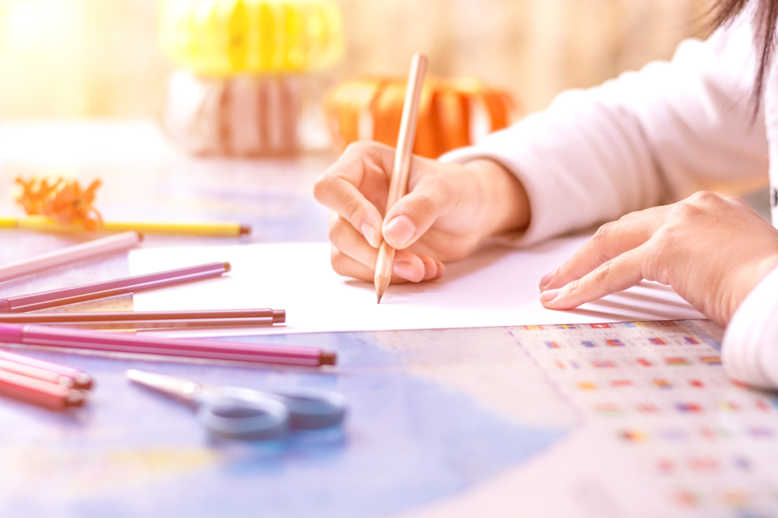 Hand write on notebook, on bright background